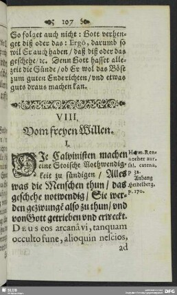 VIII. Vom freyen Willen
