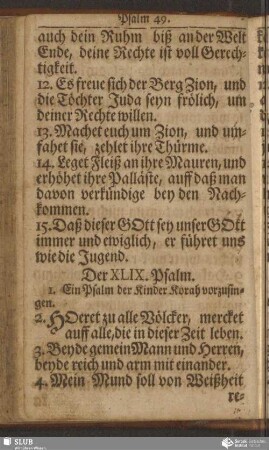 Der XLIX. Psalm