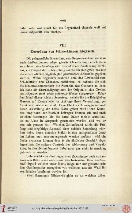VIII. Erwerbung von bildwerklichen Abgüssen