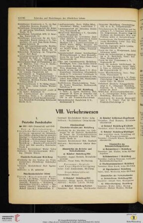 VIII. Verkehrswesen