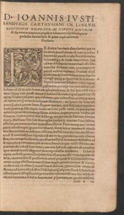 D. Ioannis Iusti ... In Librum Secundum Pharetrae Divini Amoris ... Praefatio.
