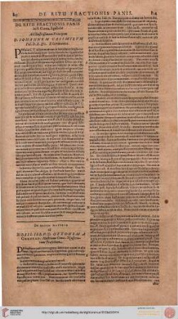 De Ritu Fractionis Panis / Epistolae Sacrarum Concionum