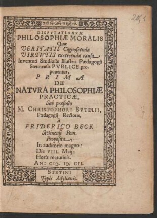 1: De Natura Philosophiae Practicae