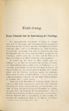 Untersuchungen über Wasserfilter : [Aus dem hygienisch-chemischen Laboratorium im Königlichen Friedrich-Wilhelms-Institut zu Berlin.] Mit 37 Abbildungen. (Veröffentlichungen aus dem Gebiete des Militär-Sanitätswesens. Hft. 9.)