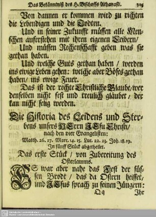 Die Historia des Leidens und Sterbens unsers Herrn Jesu Christi, nach den vier Evangelisten