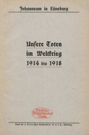 Unsere Toten im Weltkrieg 1914 bis 1918