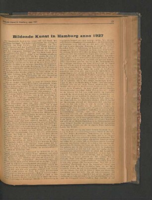 Bildende Kunst in Hamburg anno 1927