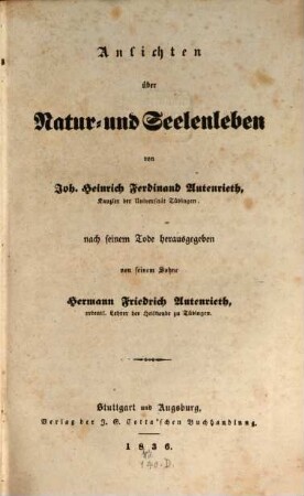 Ansichten über Natur- und Seelenleben