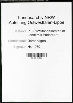 Sterberegister Standesamt Dörenhagen