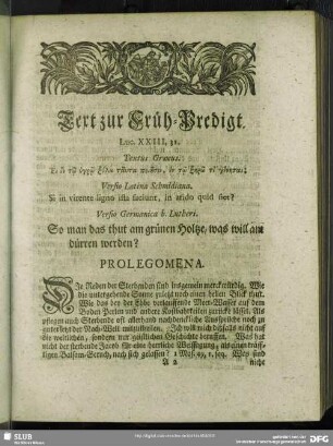 [Früh-Predigt. Luc. XXIII, 31]