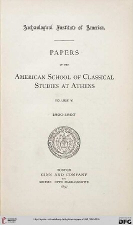 6: Papers of the American School of Classical Studies at Athens