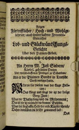 Lob- und Glückwüntschungs-Getichte.