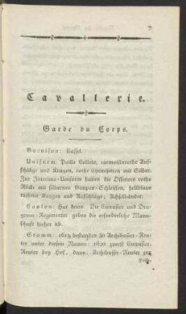 Cavallerie.
