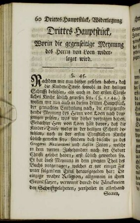 Drittes Hauptstück. Worin die gegenseitige Meynung des Herrn von Loen widerleget wird.