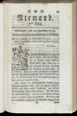 7tes Blat. Göttingen, den 14. Hornung 1756.