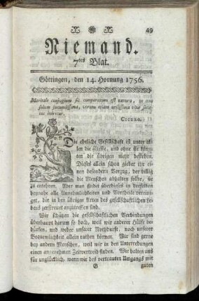 7tes Blat. Göttingen, den 14. Hornung 1756.