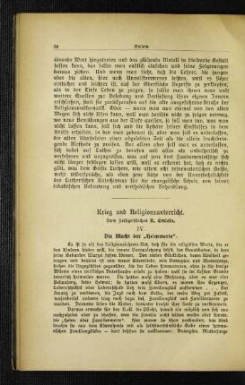 Krieg und Religionsunterricht : IV. die Macht der "Heimwerte" ; [Fortsetzung]