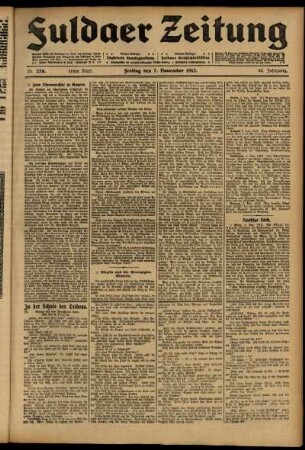 Erste Ausgabe vom Freitag, den 07. November 1913.