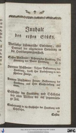 Innhalt des ersten Stücks.