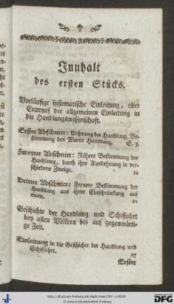 Innhalt des ersten Stücks.