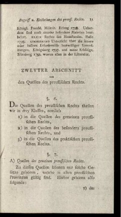 Zweyter Abschnitt. Von den Quellen des preussischen Rechts.
