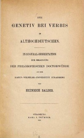 Der Genetiv bei Verbis im Althochdeutschen