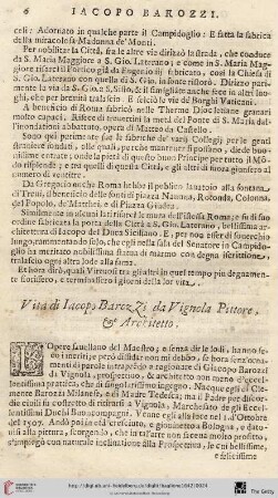 [Vita de Iacopo Barozzi da Vignola Pittore, & Architetto – Vita di Francesco Trabaldese, Pittore]