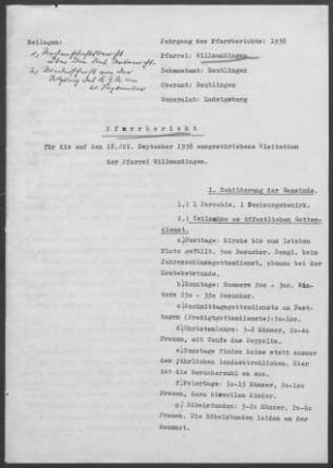 Willmandingen: Pfarrbericht 1938