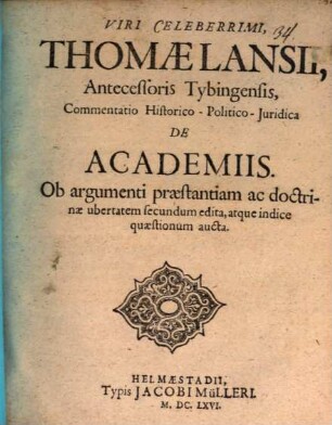 Commentatio hist. pol. iur. de academiis