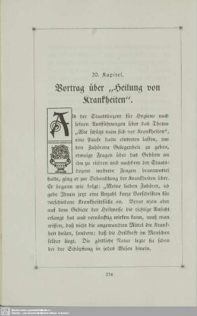 20. Vortrag über "Heilung von Krankheiten".