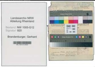 Entnazifizierung Gerhard Brandenburger , geb. 02.09.1899 (Revisor)