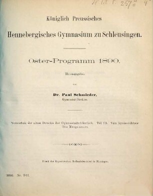 Oster-Programm. 1889/90