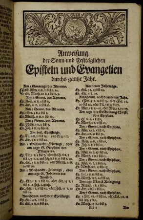 Anweisung der Sonn- und Festtäglichen Episteln und Evangelien durchs gantze Jahr.