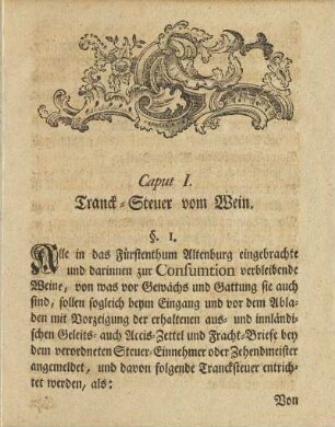 Caput I. Tranck-Steuer vom Wein
