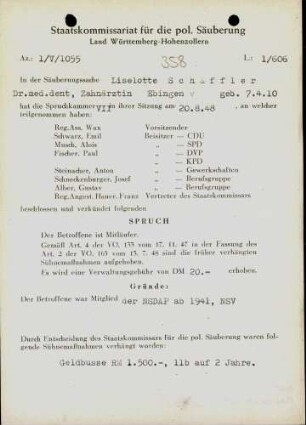 Schäffler, Liselotte, Dr.