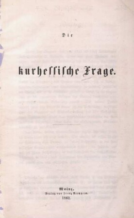 Die kurhessische Frage