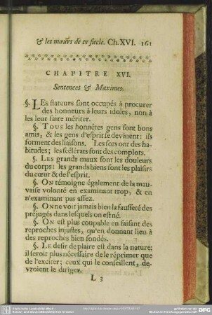 Chapitre XVI. Sentences & Maximes