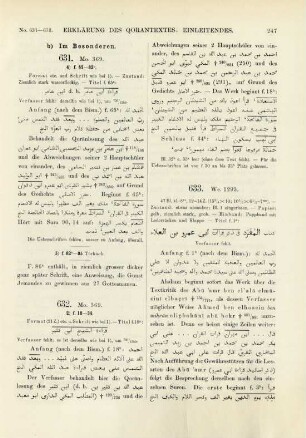 b) Im Besonderen (No. 631-652)
