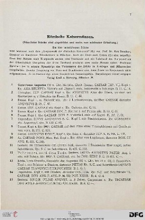 Römische Kaisermünzen (Nr. 1-250)