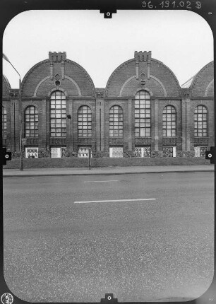 Chemnitz-Kaßberg, Zwickauer Straße 119. Ehem. Gießerei. Gießereihalle (1907). Straßenfront (Teilansicht)