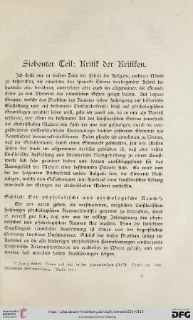 Siebenter Teil: Kritik der Kritiken