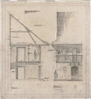 Bestelmeyer, German; Neuburg an der Donau (Bayern); Ev. Kirche - Zwischenbau zum Schiff (Schnitt; Ansicht)