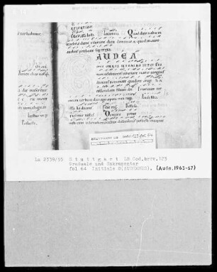 Graduale und Sakramentar — Initiale G(audeamus), Folio 64recto