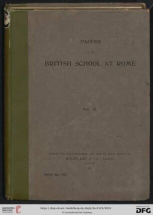 9: Papers of the British School at Rome
