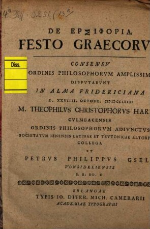 De ersiphoria, festo Graecorvm