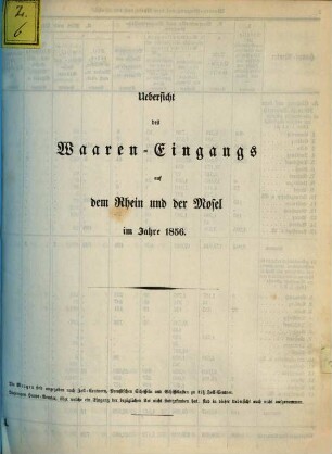 Statistische Uebersichten über Waaren-Verkehr und Zoll-Ertrag im Deutschen Zoll-Vereine : für das Jahr .... 1856