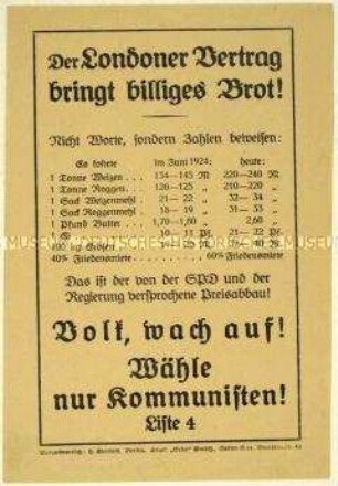 Aufruf der KPD zur Reichstagswahl am 7. Dezember 1924