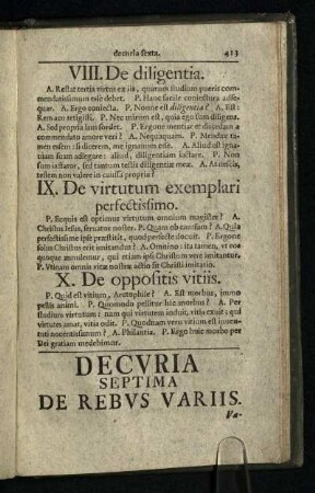 Decuria Septima de Rebus Variis