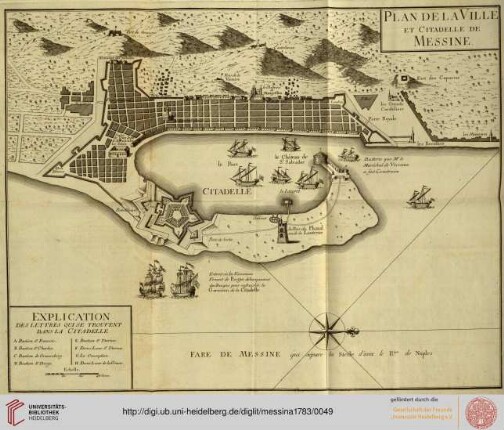 Tafel: Plan de la ville et citadelle de Messine
