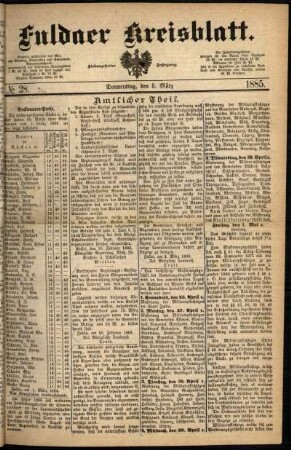 Ausgabe vom Donnerstag, den 05. März 1885.